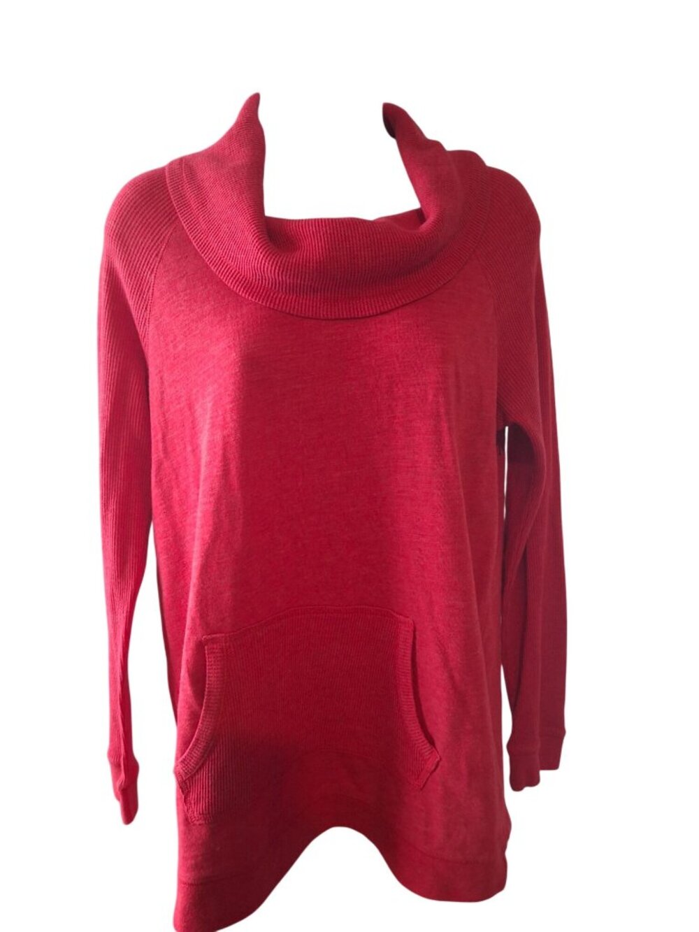 Sonoma Tunic Sweater Red Cowl Neck M Cozy Cottagecore Casual Boho